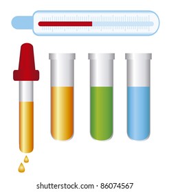 dropper and thermometer isolated over white background. vector