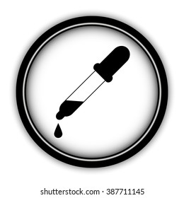 dropper - vector icon; round  button with shadow