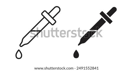 Dropper vector icon set in black color.