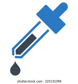 Dropper vector icon. Style is bicolor flat symbol, smooth blue colors, rounded angles, white background.