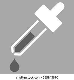 Dropper vector icon. Style is bicolor flat symbol, dark gray and white colors, rounded angles, silver background.