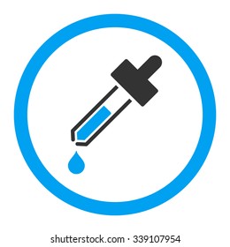 Dropper vector icon. Style is bicolor flat rounded symbol, blue and gray colors, rounded angles, white background.