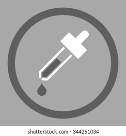 Dropper vector icon. Style is bicolor flat rounded symbol, dark gray and white colors, rounded angles, silver background.