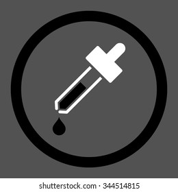 Dropper vector icon. Style is bicolor flat rounded symbol, black and white colors, rounded angles, gray background.