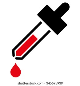 Dropper vector icon. Style is bicolor flat symbol, intensive red and black colors, rounded angles, white background.