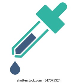 Dropper vector icon. Style is bicolor flat symbol, cobalt and cyan colors, rounded angles, white background.
