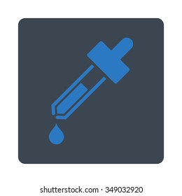 Dropper vector icon. Style is flat rounded square button, smooth blue colors, white background.