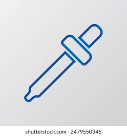 Dropper and water drop simple icon vector. Flat design. Paper cut design. Cutted blue symbol with shadow. Gray background.ai