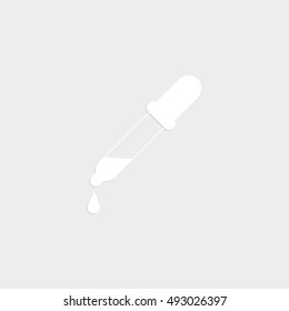 dropper - white vector  icon with shadow