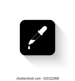 dropper - white vector  icon with shadow