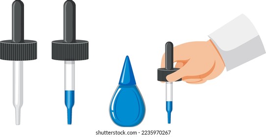 Dropping blue water colour experiment illustration
