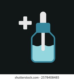 Dropping bottle icon with a clean and modern aesthetic, ideal for pharmaceutical graphics, laboratory infographics, and medical UI designs