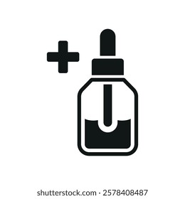 Dropping bottle icon with a clean and modern aesthetic, ideal for pharmaceutical graphics, laboratory infographics, and medical UI designs