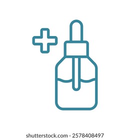 Dropping bottle icon with a clean and modern aesthetic, ideal for pharmaceutical graphics, laboratory infographics, and medical UI designs