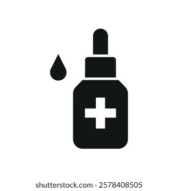 Dropping bottle icon with a clean and modern aesthetic, ideal for pharmaceutical graphics, laboratory infographics, and medical UI designs