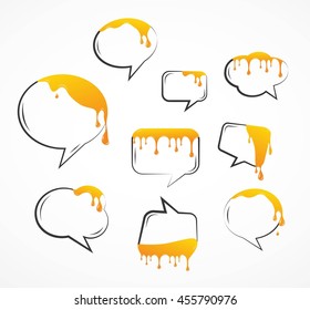 dropping honey from speech bubbles. vector illustration set