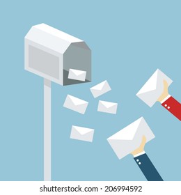 Dropping A Letter Into A Post Box, Vector