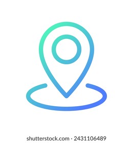 Icono de ui lineal de degradado perfecto de píxel de punto de pin de colocación. Buscar ubicación en el mapa. Navegación GPS. Símbolo de interfaz de usuario de color de línea. Pictograma de estilo moderno. Ilustración de contorno aislado vectorial
