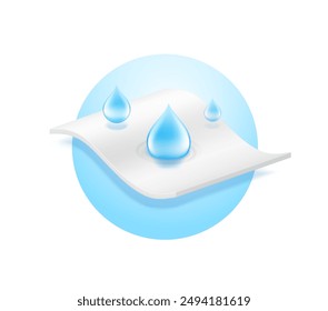 Drops with absorbent material. Perfect for feminine pads, baby diapers, tissues, etc. Vector illustration isolated on white background. EPS10.