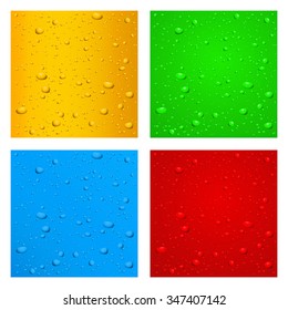 Drops background. Beer, water, leaf and abstract red background. Vector illustration isolated on white background.