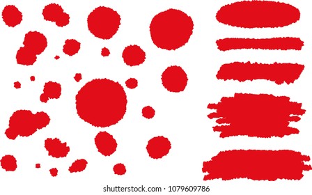 Drops of blood and blood label background set