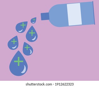Drops of clear liquid coming out of container