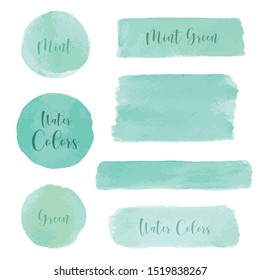 drops color green mint colorwater are soft tones on the White Blackground