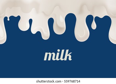 Drops, drips milk, yogurt. Seamless pattern. Vector illustration