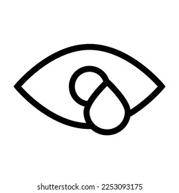 Drops in the eyes icon line isolated on white background. Black flat thin icon on modern outline style. Linear symbol and editable stroke. Simple and pixel perfect stroke vector illustration