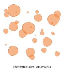 Gouttes d'huile grasse, grande et petite, transparente, orange. Illustration vectorielle, création de bande dessinée à plat, isolée sur fond blanc, eps10.