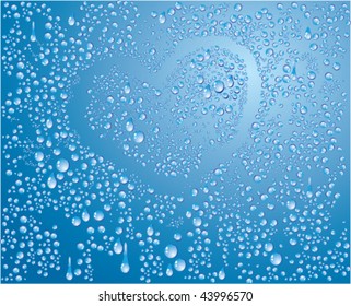 from the drops heart on the glass