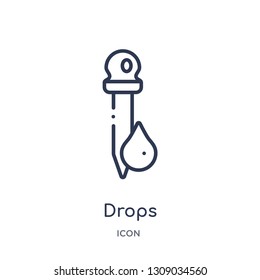 drops icon from science outline collection. Thin line drops icon isolated on white background.
