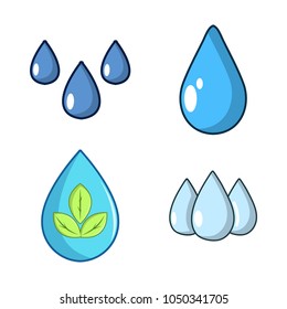 Drops icon set. Cartoon set of drops vector icons for web design isolated on white background