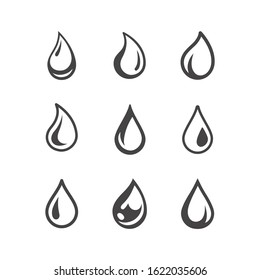 Drops icon set Water, Splash Water Drop Icons Rain Vector Logo Template Vector illustration.
