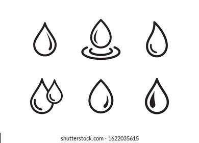 Drops icon set Water, Splash Water Drop Icons Rain Vector Logo Template Vector illustration.