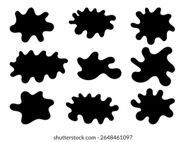 gouttes, forme de tache d'encre, forme fluide ou liquide, icône de tache, icône de doodle de forme de goutte, forme de goutte-à-goutte, éclaboussures ou symbole d'explosion, forme libre dessinée à la main