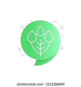 Drops and leaf icon, linear vector