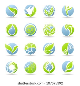 Drops and leaves. Vector elements for design.