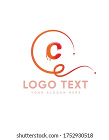 Drops letter type C logo template, Vector logo for business and company identity 