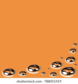 drops of mercury on an orange background