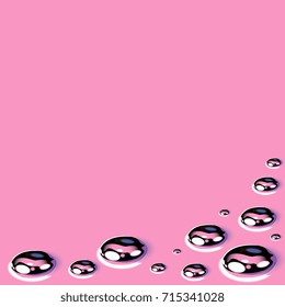 drops of mercury on a pink background