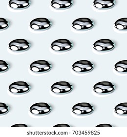 Drops of mercury. Seamless pattern with drops of mercury on a white background. Vector illustration