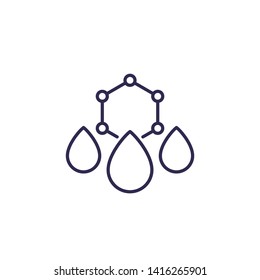 Drops with nano particles, line icon