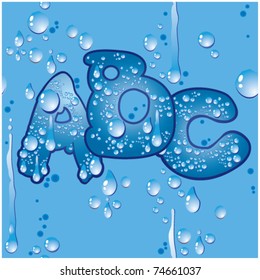 drops on the glass with ABC