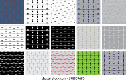 Drops on grid. Set of abstract background pattern.