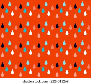 Drops on a red background, rain effect, seamless vector
