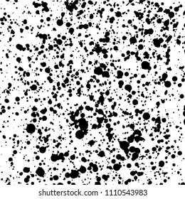 Drops on white background. Vector ink drops texture. Black spots on white backdrop. Splatter background. Ink paint splats, blots and splashes. 