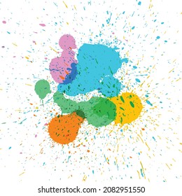 Drops of paint. Multicolored paint spots. Vector illustration. Isolated on white background