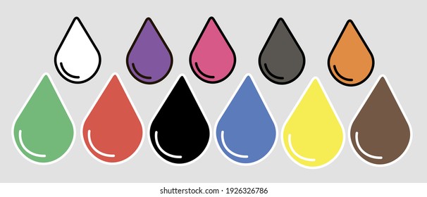 Drops of paint set. For liquid imaging. Vector