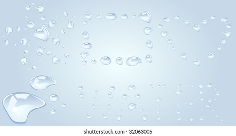 The drops, pieces of water.